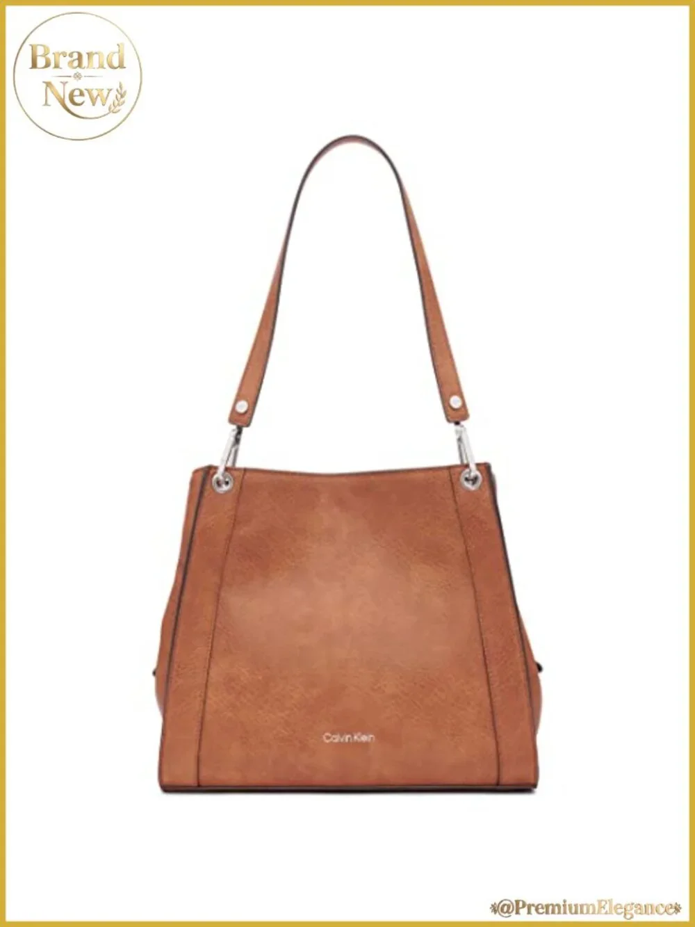 Vegan Leather Triple Compartment Shoulder Bag with Pockets